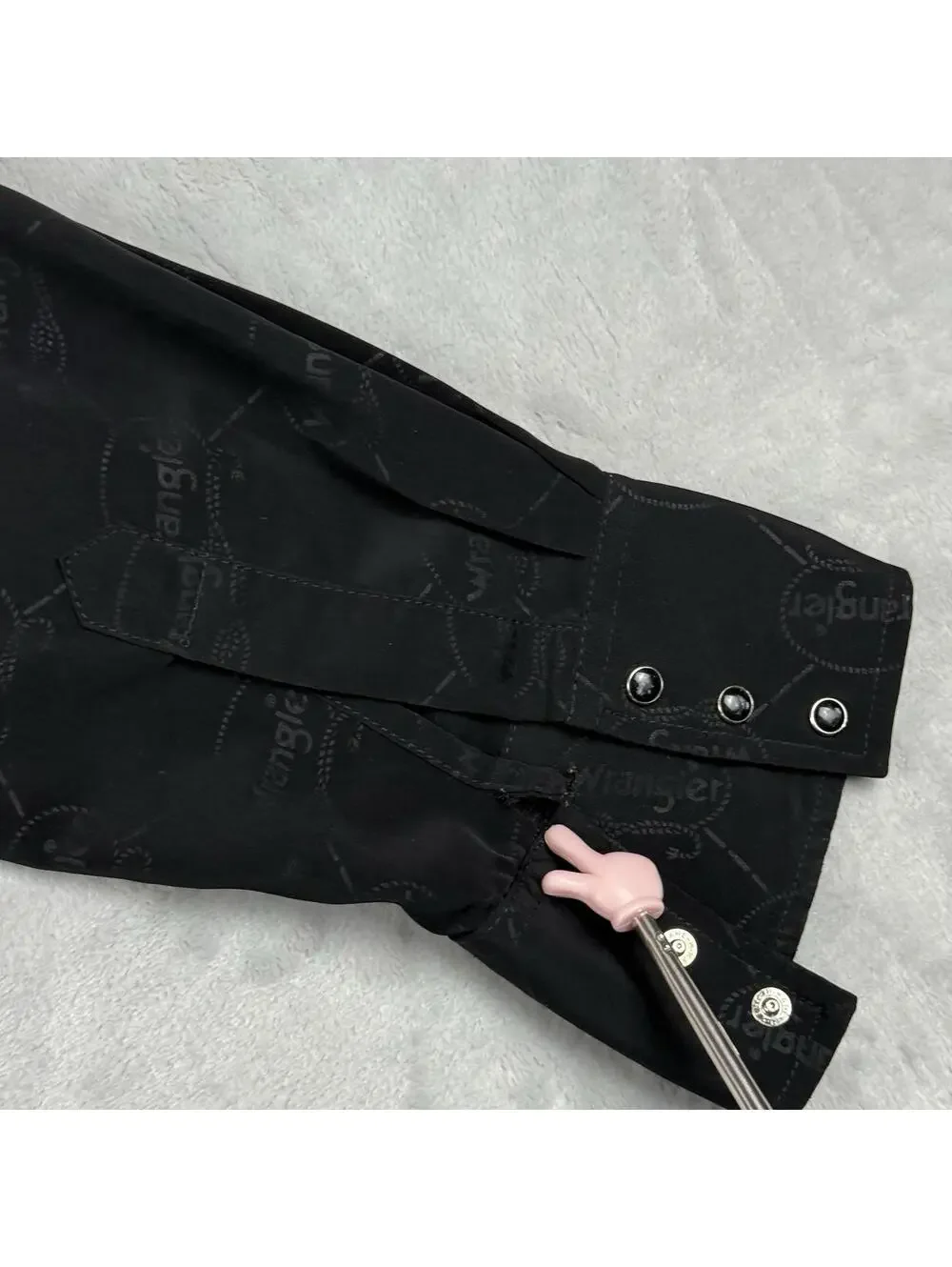 VTG Wrangler Western Preal Snap Shirt Men XL Black Multi Logo Print Cowboy Rodeo - Picture 9 of 9